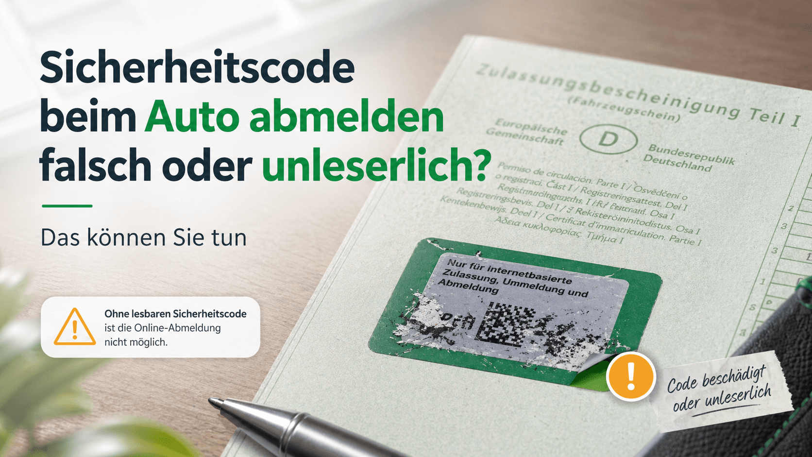 Sicherheitscode beim Auto abmelden falsch oder unleserlich? Das können Sie tun (2026)