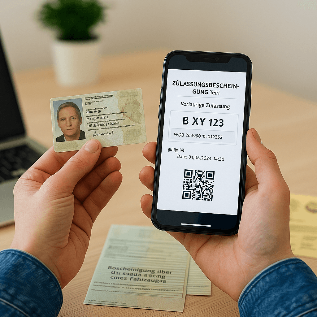 online Zulassung ohne Kennzeichen fahren