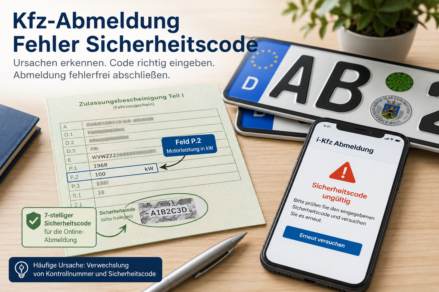 KFZ-Abmeldung Fehler Sicherheitscode