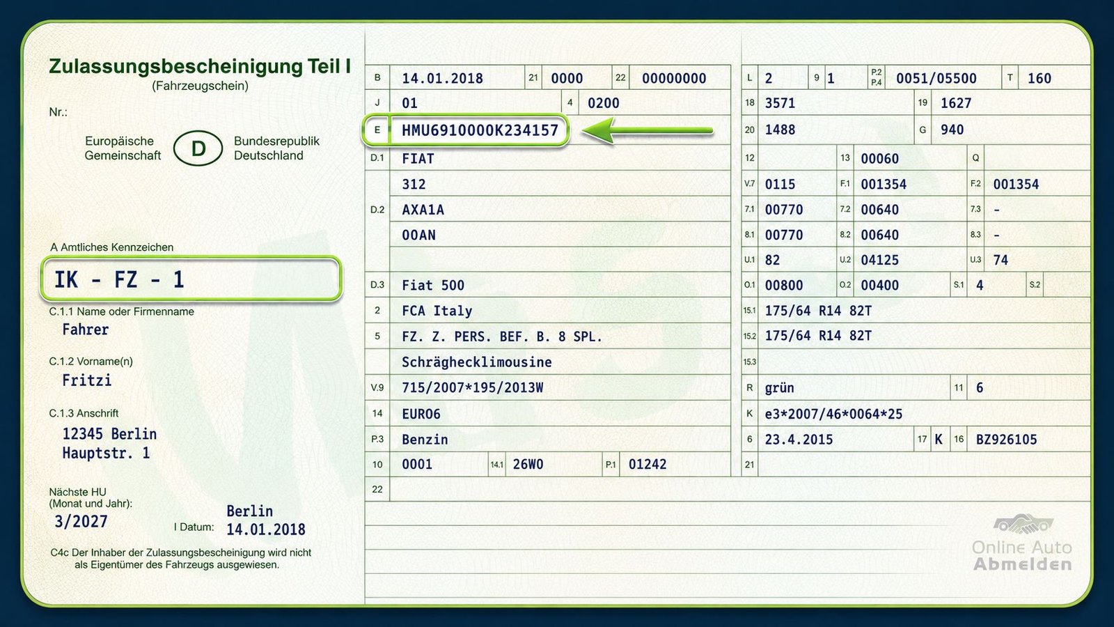 Fahrzeugschein und ID