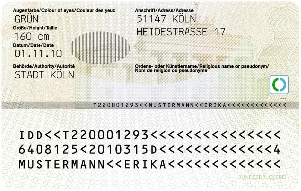 Personalausweis Muster