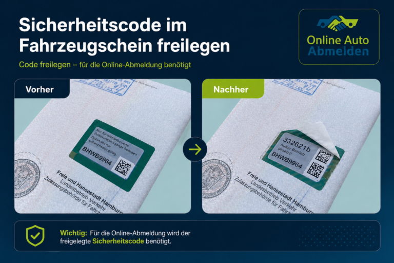 Sicherheitscode im Fahrzeugschein freilegen – Anleitung zum Abziehen oder Freirubbeln für die Online-Abmeldung