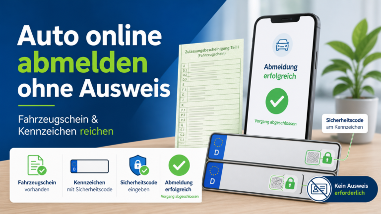 Auto online abmelden ohne Ausweis mit Fahrzeugschein, Kennzeichen und Sicherheitscode