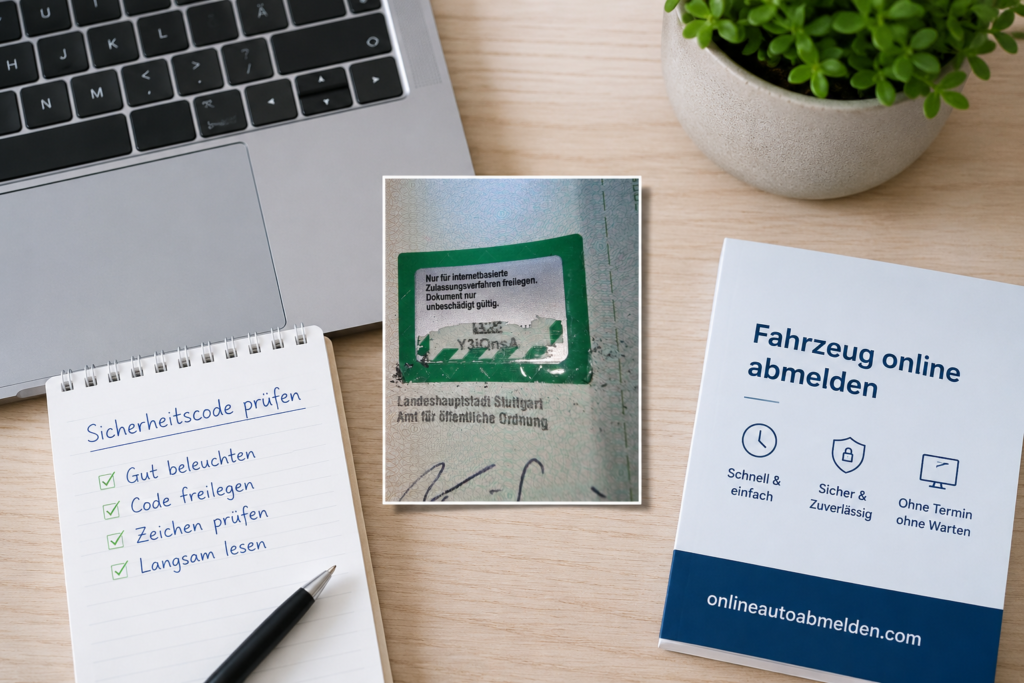 Sicherheitscode im Fahrzeugschein: i oder j falsch erkannt?