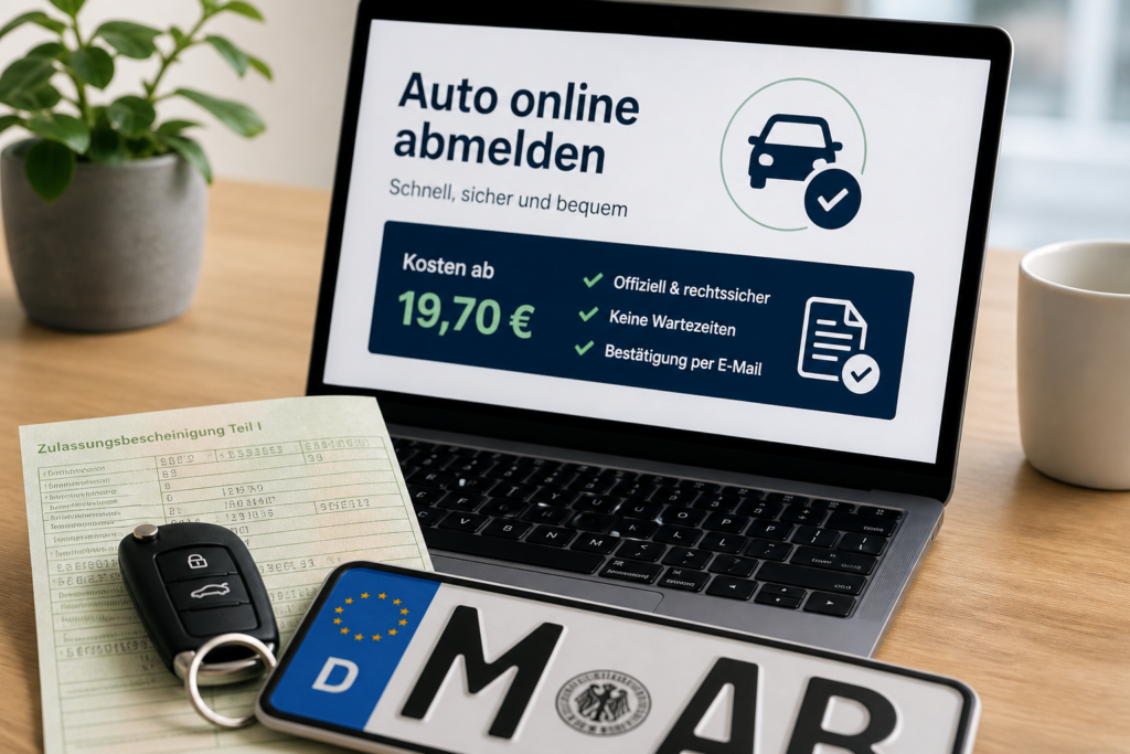 Auto online abmelden Kosten 2026: Was kostet es?