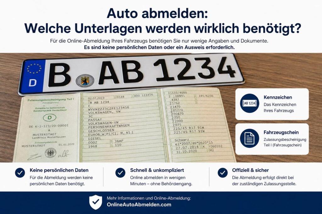 Auto abmelden welche Unterlagen? Welche Dokumente benötigen Sie 2026?