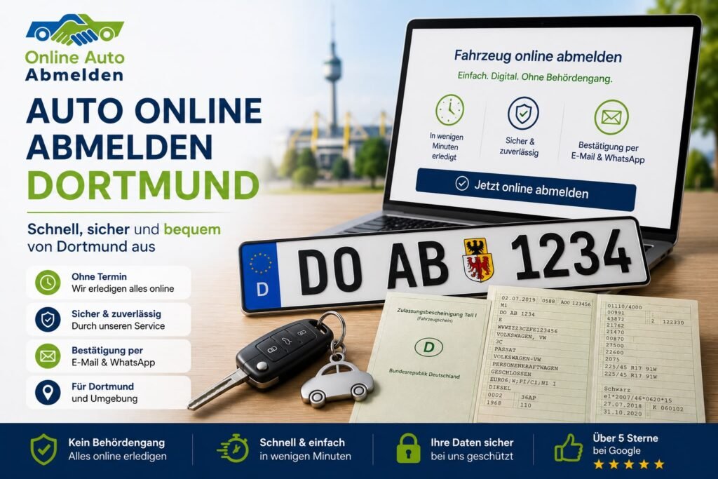 Auto online abmelden Dortmund – Fahrzeug bequem und sicher online außer Betrieb setzen