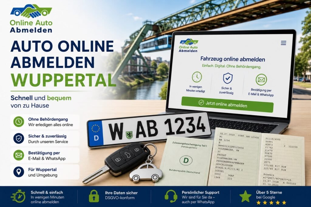 Auto online abmelden Wuppertal: Schnell und bequem von zu Hause