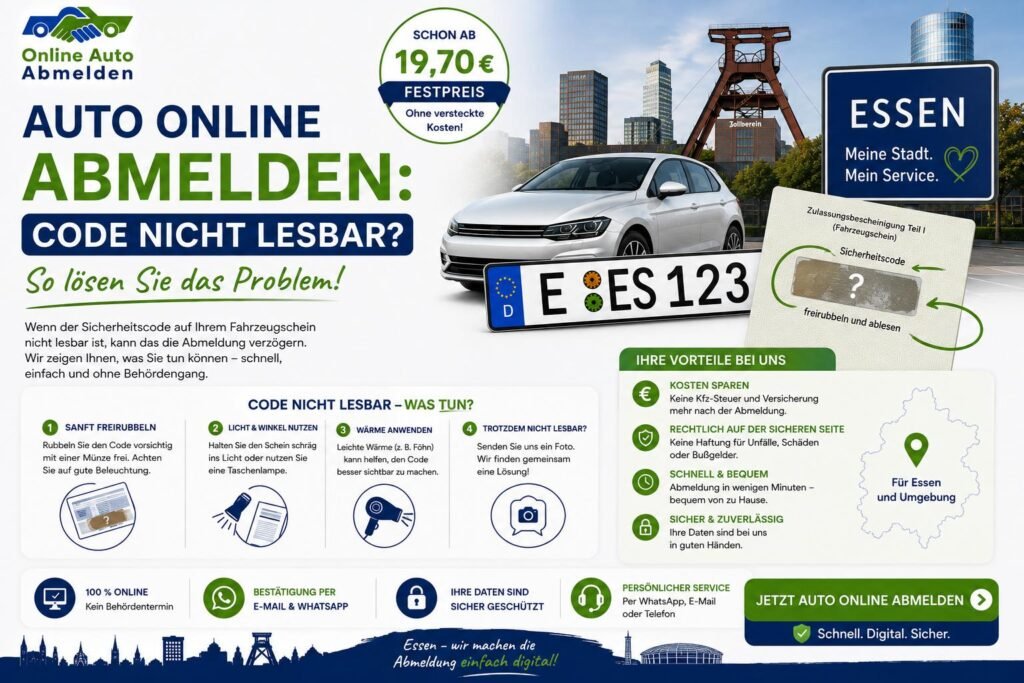 Auto online abmelden: Code nicht lesbar? So lösen Sie das Problem