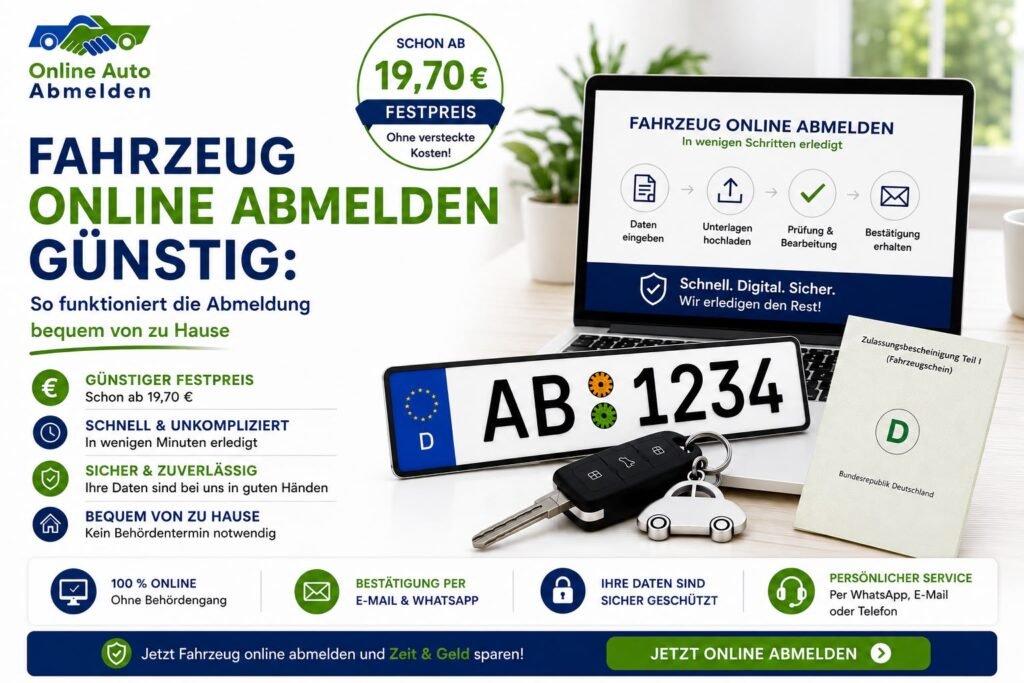 Fahrzeug online abmelden günstig: So funktioniert die Abmeldung bequem von zu Hause