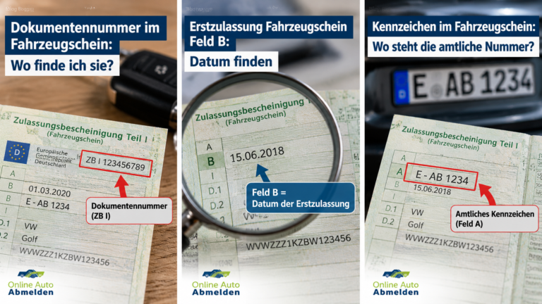 Fahrzeugunterlagen zum Thema Dokumentennummer und Druckstücknummer im Fahrzeugschein