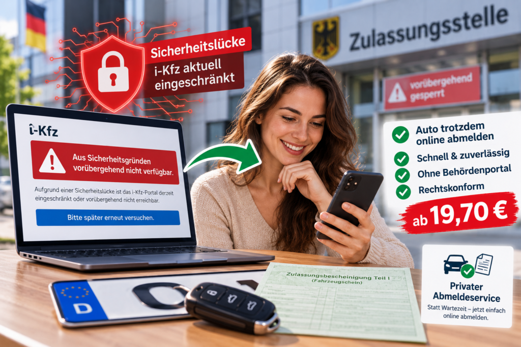 i-Kfz wegen Sicherheitslücke gesperrt? Auto abmelden ab 19,70 €