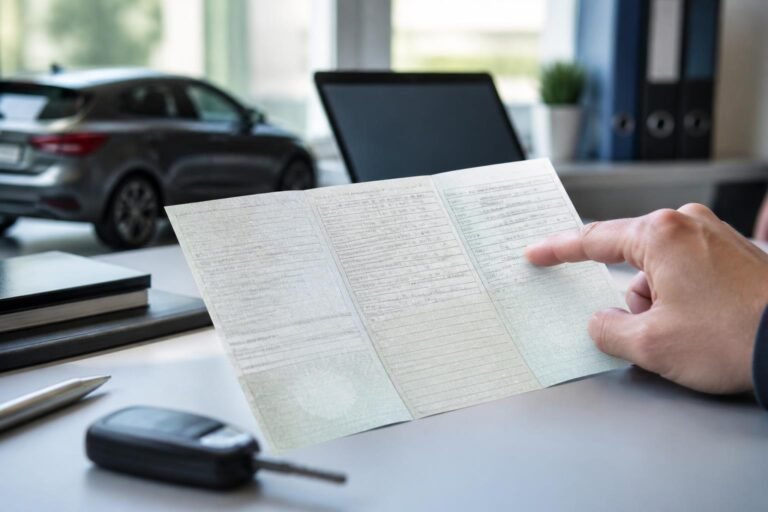 Zulassungsbescheinigung Teil I mit erklärten Fahrzeugschein-Feldern für die Kfz-Abmeldung